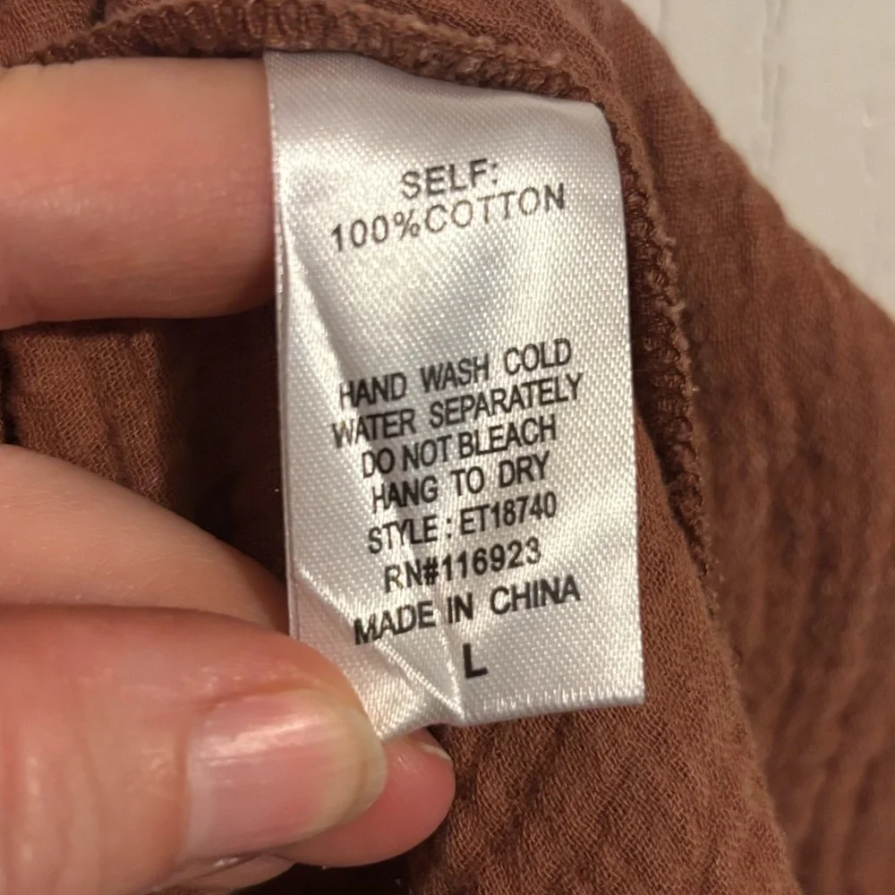 Easel Mineral washed Colton Gauze terracotta midi dress Lg - Picture 4 of 6